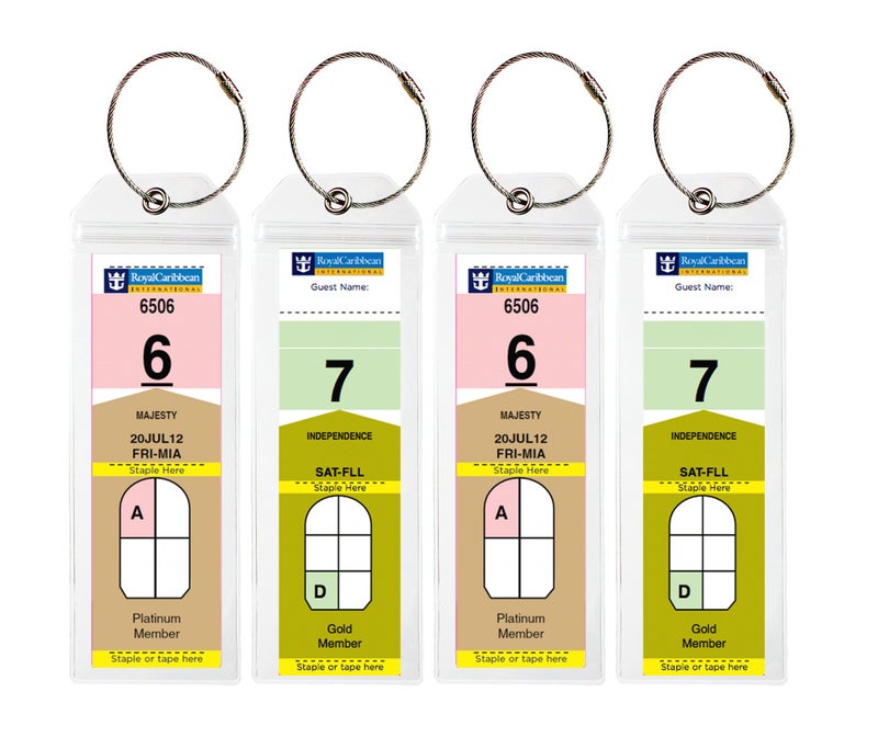 Millennial Essentials Cruise Tags - Narrow Cruise Ship Luggage Etag Holder with Zip Seal & Steel Loops for Royal Caribbean and Celebrity Cruises (4 Pack) - Image 1